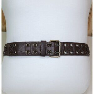 Lane Bryant Brown Grommet & X Stitch Belt 2" Wide Womens Size 18-20